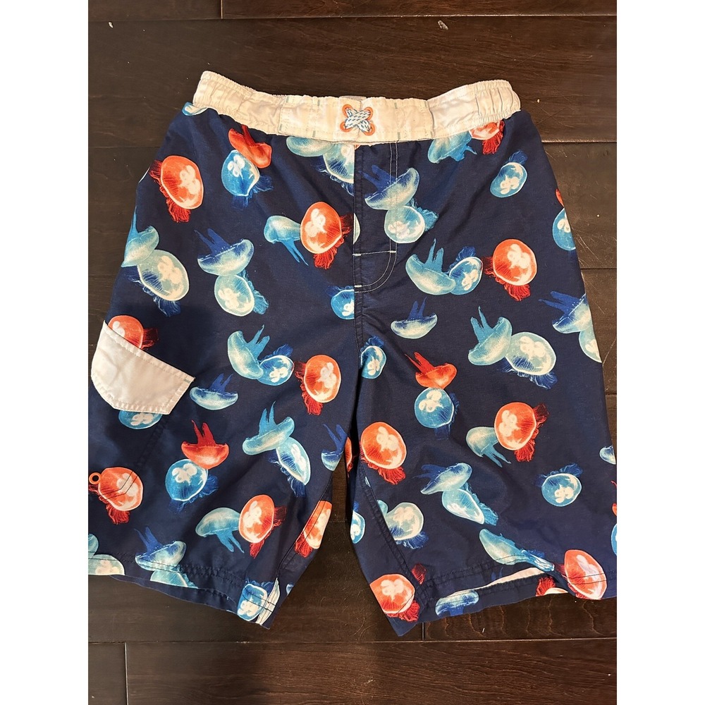 OP Ocean Pacific Boys Jellyfish Swim Trunks Blue XL 14/16 Mesh Board Shorts